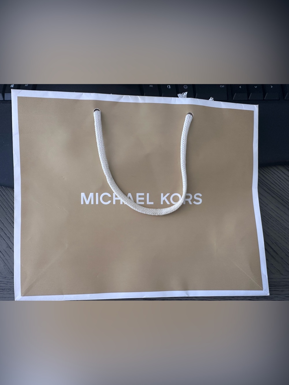 Michael Kors Gold Tote Gift Bag with White Rope Handles